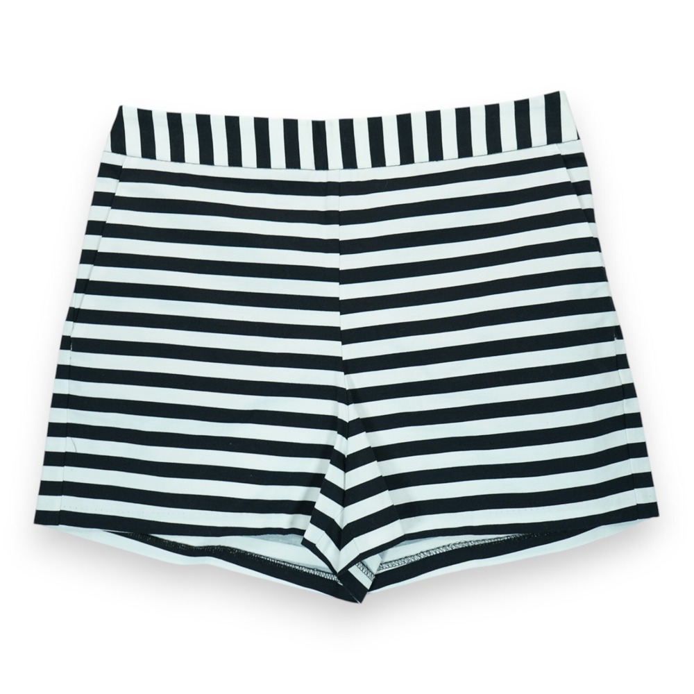 NWT Express Women's Striped‎ Shorts Womens Size 4 Black White High Rise Stretch